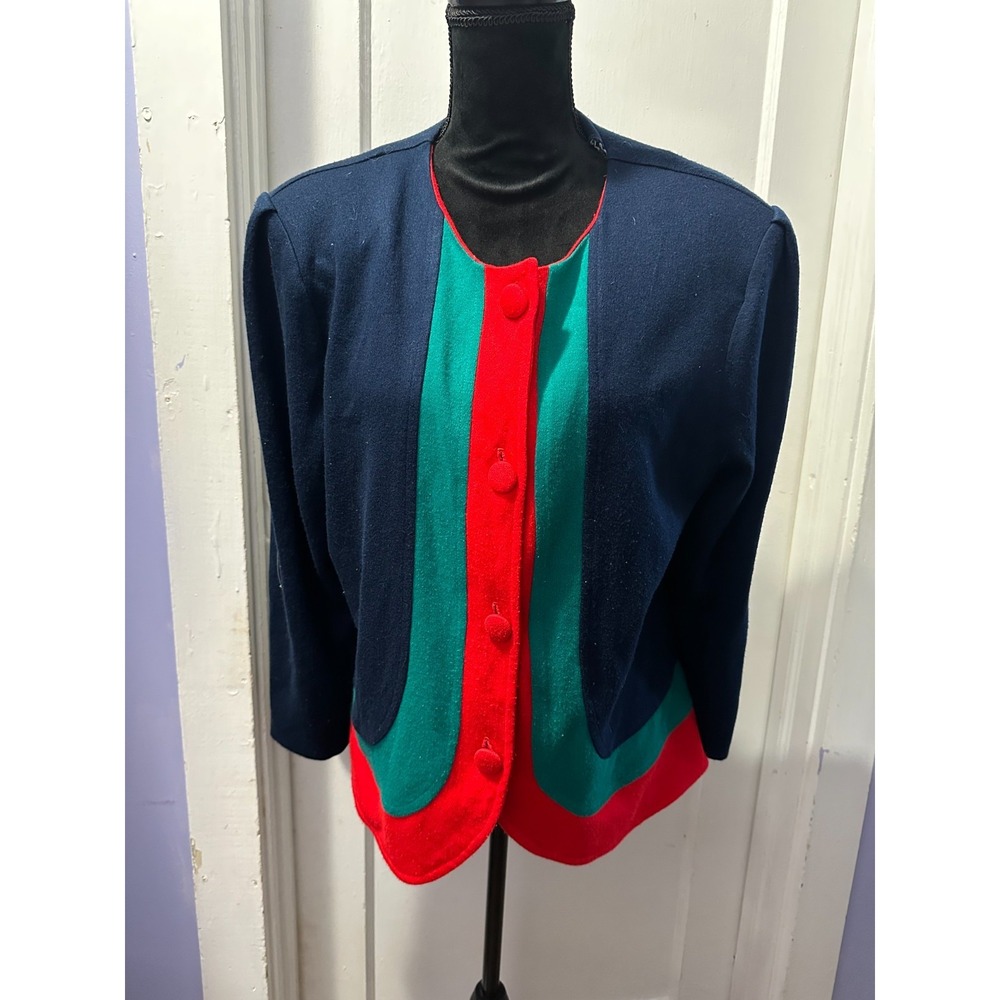 Toni Todd Vintage Navy Color Block Long Sleeve Button Down in 16